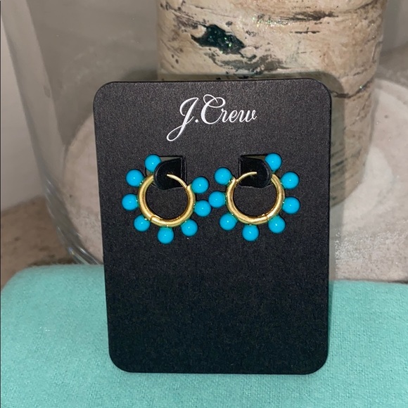 J. Crew Jewelry - J. Crew fun turquoise and gold hoop earrings. J. Crew Jewelry - J. Crew fun turquoise and gold hoop earrings.